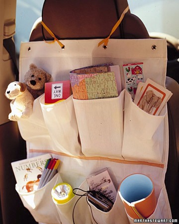 30. Use a shoe caddy to store games and snacks on a long road trip.