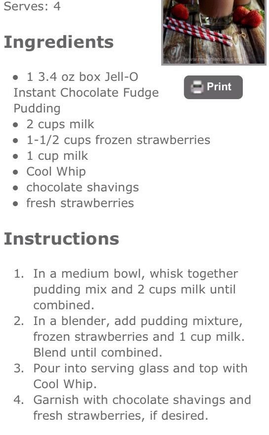 Chocolate covered strawberry pudding smoothies 