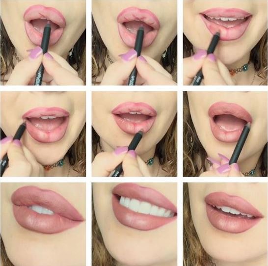 15. Overline your lips (the right way) for a plumper pout.
Overlining your lips can sometimes be a tricky task. No one wants to look like they just got the worst Botox injections ever. To do it the right way, slightly overline your lips at the cupid’s bow. Slightly overline the outline of your bottom lip, narrowing the line to your natural lip line as you meet the crease. Line your natural lip line at the creases to avoid looking botoxed.