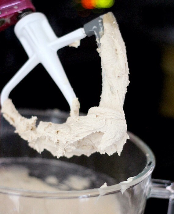 First cream your butter and brown sugar together.  Please people, let this go for a good 2 minutes.  You want it to be fluffy and pale in color.  It makes a difference, I’m telling you.