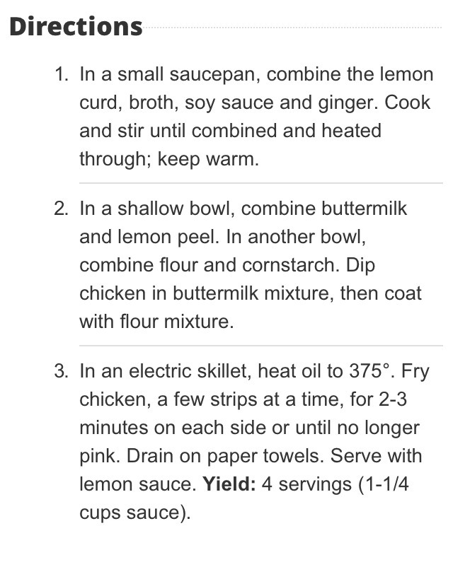 Chicken Fingers With Lemon And Sauce Recipe 