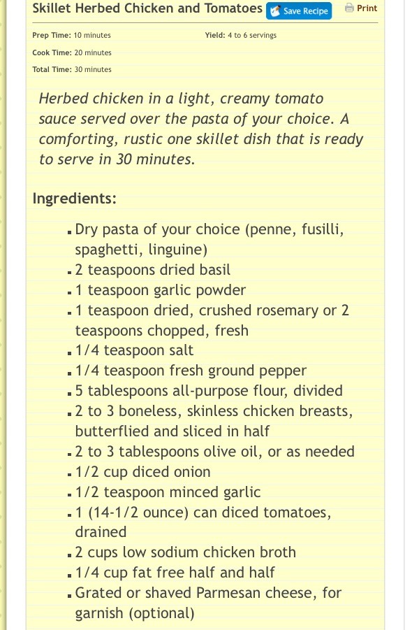 Skillet Herbed Chicken And Tomatoes