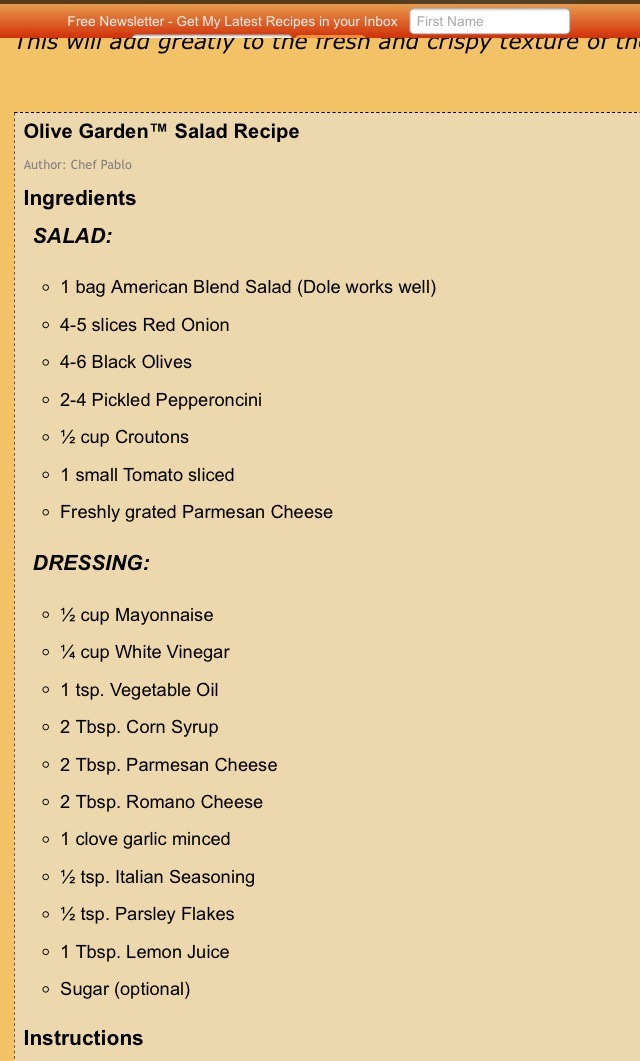 Olive Garden Salad Dressing