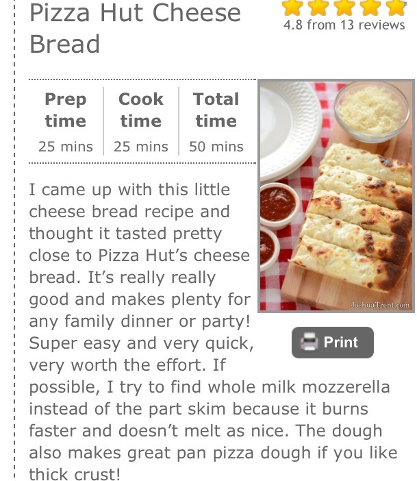 Yummy Pizza Hut Cheesy Bread!!
