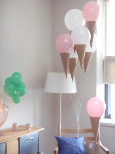 Take a piece of brown card stock or any paper that can handle a balloon and make the card stock or paper into a cone shape and tape onto your balloon.