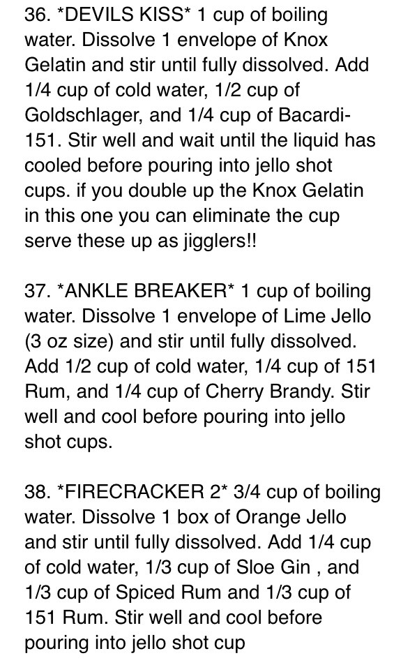 70 Different Jello Shot Recipes. Lots With Jägger!