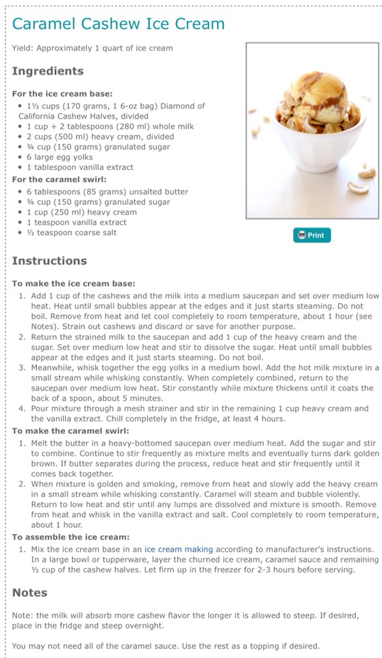 Carmel Cashew Ice Cream