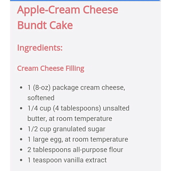 Apple-Cream Cheese Bundt Cake 

 

