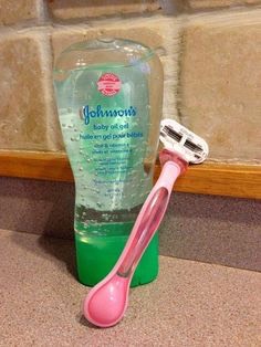 Baby oil for shaving 
This will clog up your blade and give you razor burn something wicked. Just don't do it. 
Alternative: use conditioner. I've tested this myself and it does work.
