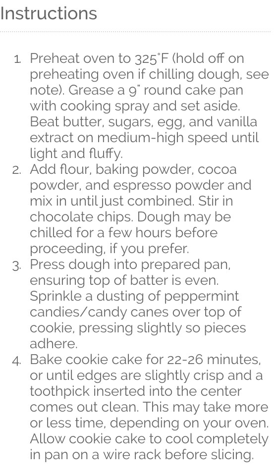 Peppermint Chocolate Cookie Cake