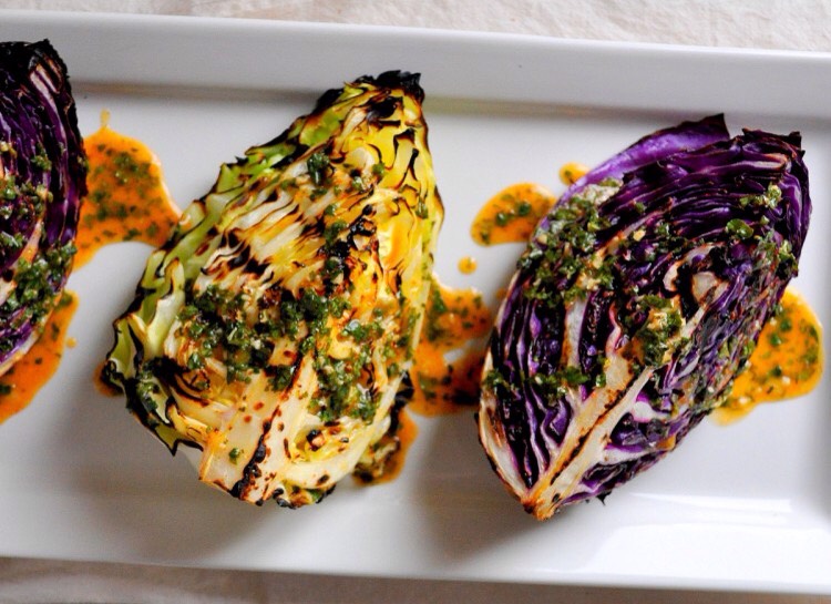 GRILLED CABBAGE WEDGES WITH A SPICY LIME DRESSING SAUCE
Garlic, fish sauce, olive oil and pepper seasonings in a lime juice base combine to create a perfect sauce for grilled cabbage wedges. Great for serving with grilled fish o