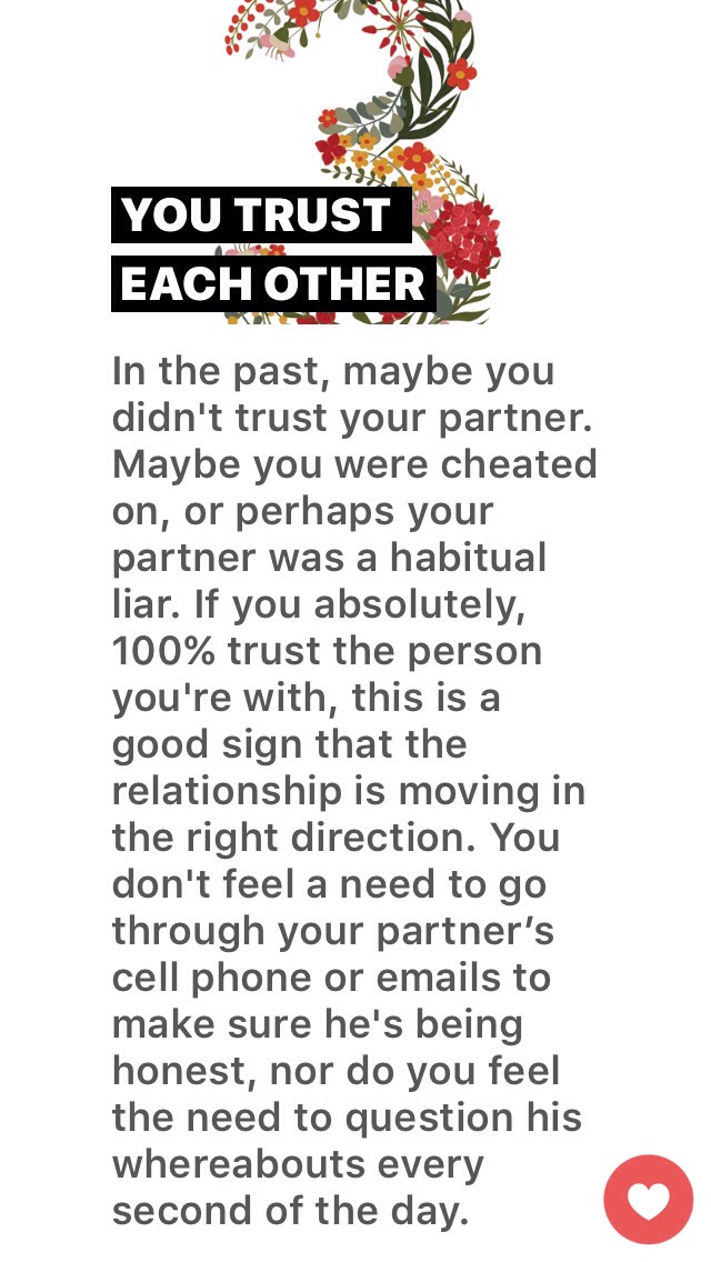 SIGNS OF A HEALTHY, MATURE RELATIONSHIP! 