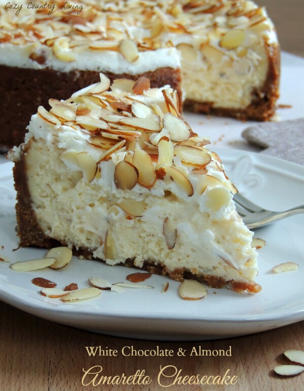 White chocolate almond cheesecake