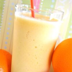 Orange Glorious

1cup milk 
1 cup ice water
1 can frozen orange juice 
12 ice cubes 
1/4 vanilla 
1/8 sugar 

In a blender,combine all the ingredients and blend until smooth  