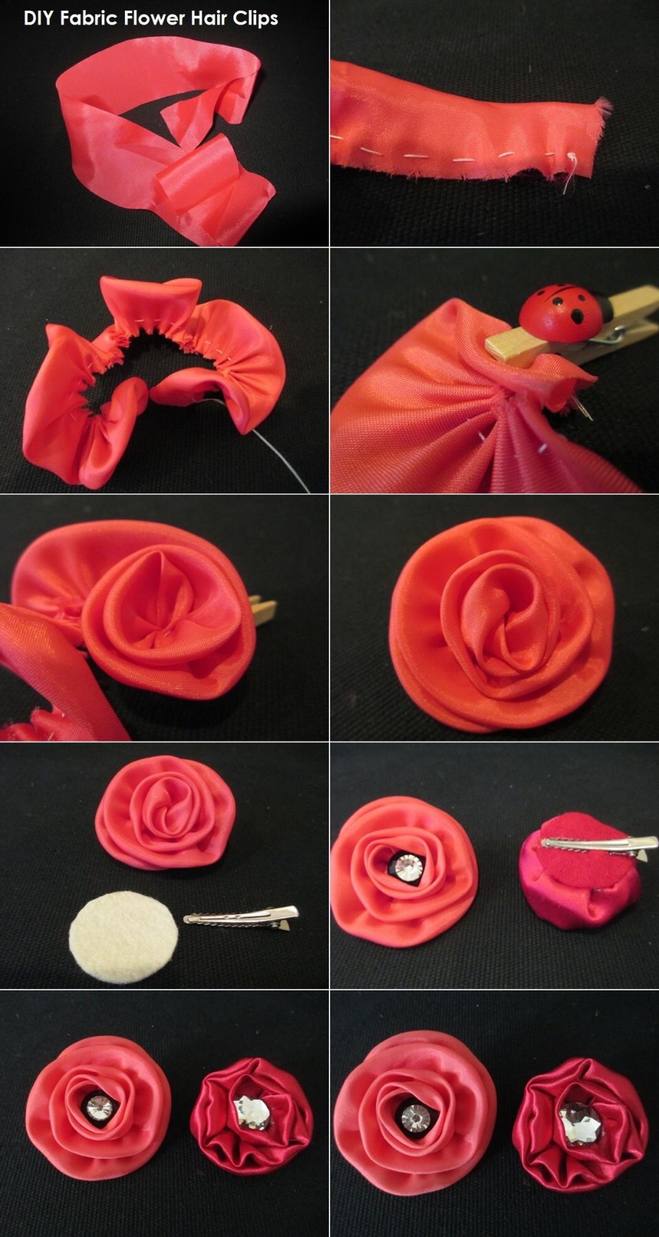 🌸✨DIY: Fabric Flower Hair Clips Tutorial✨🌸