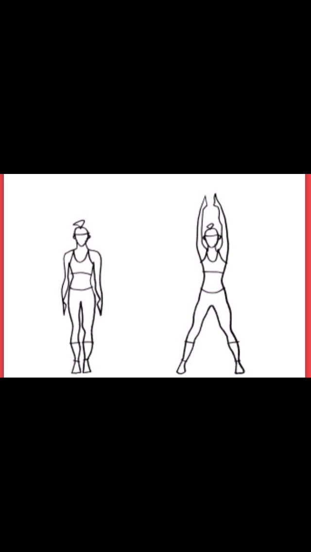 Two sets of 10(20) jumping jacks. 