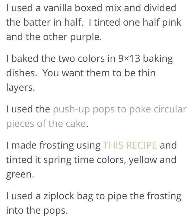 Spring rainbow push-up pop cupcakes 