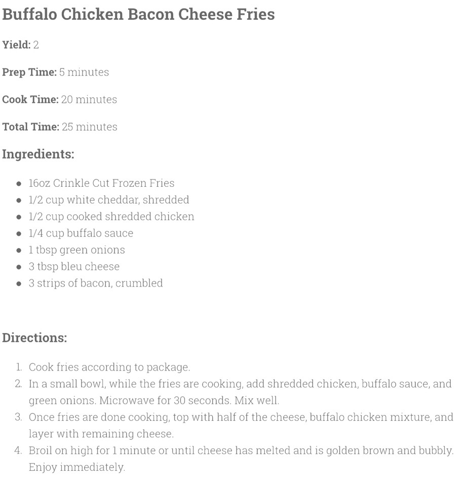 Buffalo Chicken Bacon Cheese Fries!!