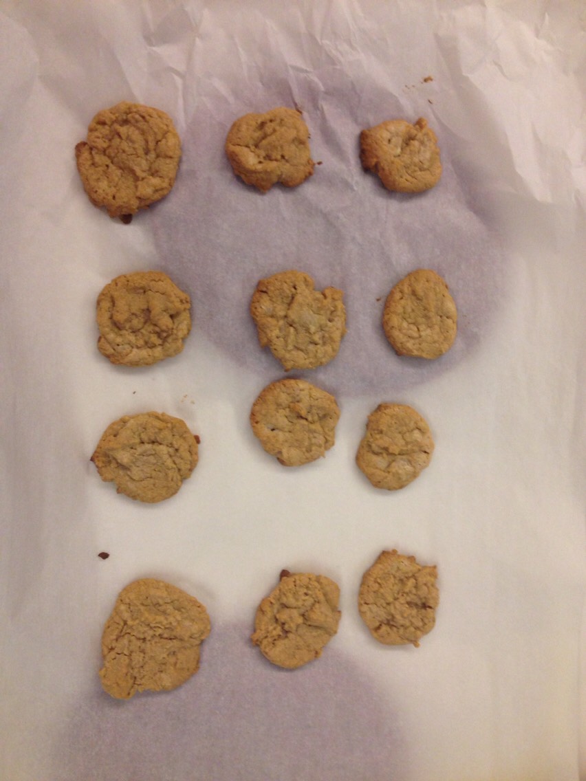 This is how I let them cool. By taking the Parchment Paper off the pan and starting the next batch. I was able to make 24 cookies that were quickly gobbled up! 