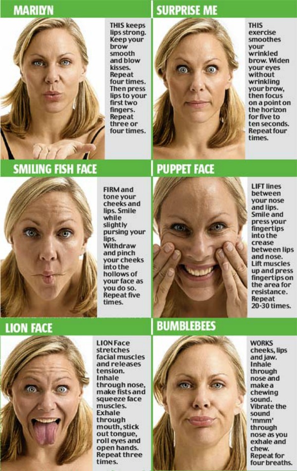 Here is a brief illustration on face exercises: