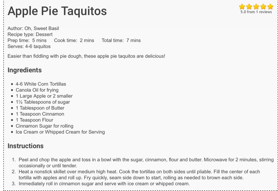 Apple Pie Taquitos