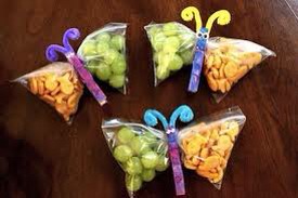 Grapes, gold fish, close pins small googly eyes, and craft pipe cleaners