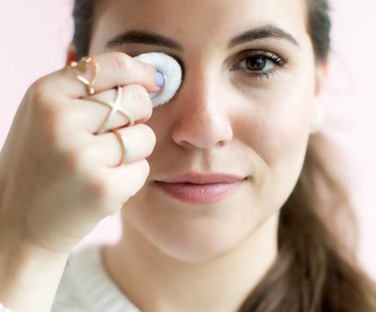 26. To easily remove false lashes, place a cotton ball soaked in eye makeup remover on top of the eyelid for a few seconds to loosen the glue.