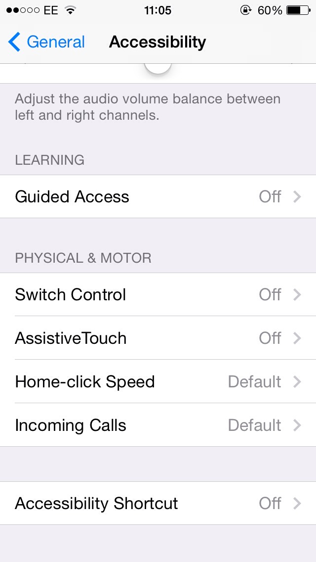 Scroll down and select guided access