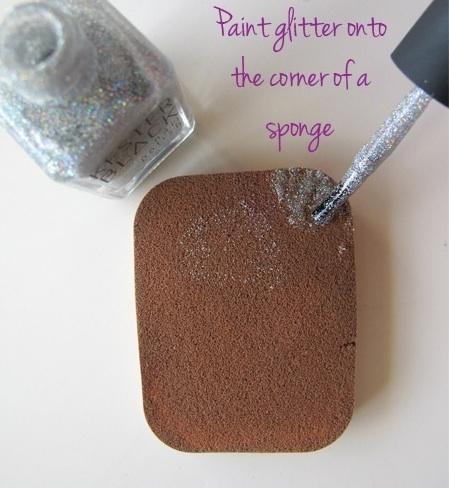 3. Paint the top corner of a dense makeup sponge with your glitter polish.