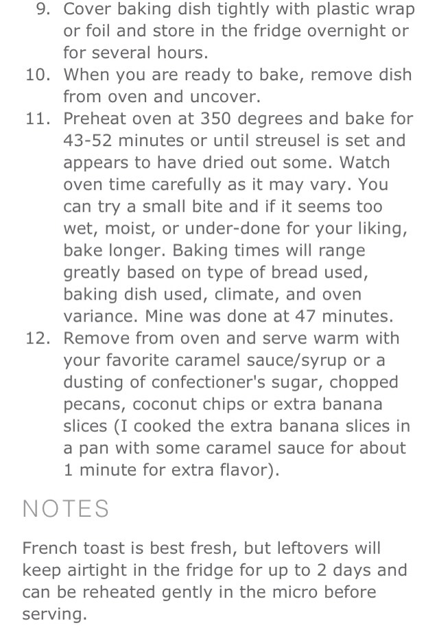 Banana pecan streusel French toast bake