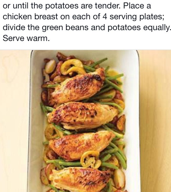 Garlic & Lemon Chicken With Green Beans & Red Potatoes. 