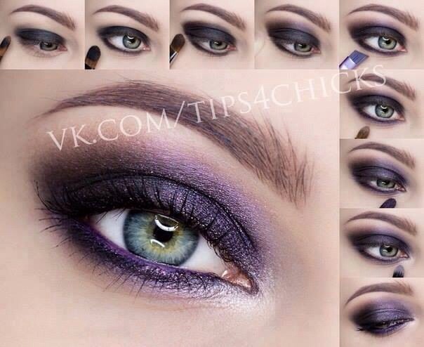 Purples always compliment green eyes very well. 