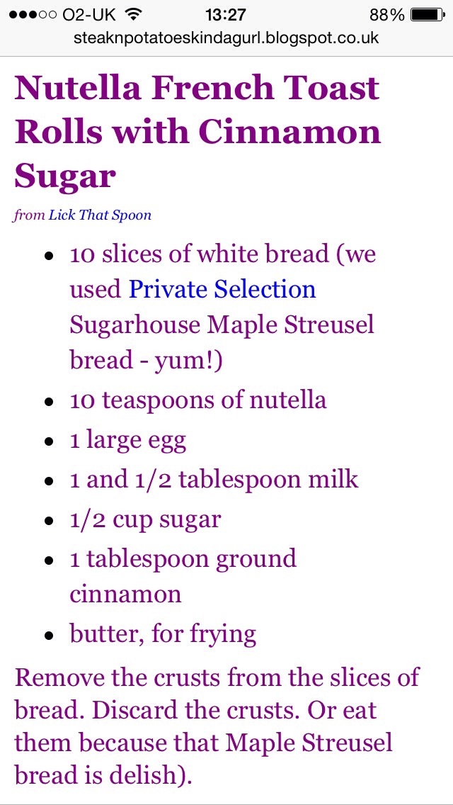 Nutella French Toast With Cinnamon Sugar 