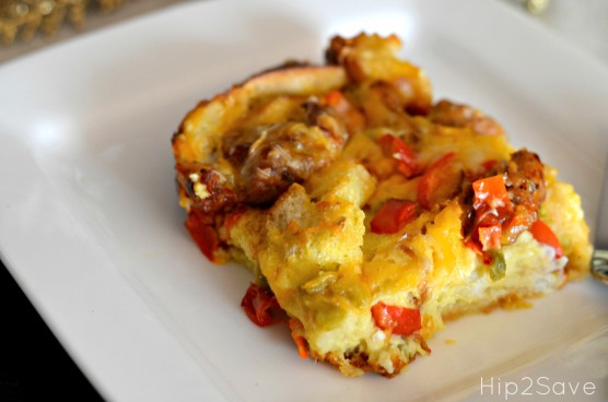 It comes out of the oven looking cheesey, bubbly, and simply amazing! The French bread chunks are my favorite. 

