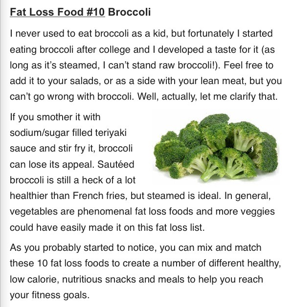Top Ten Fat Loss Foods
