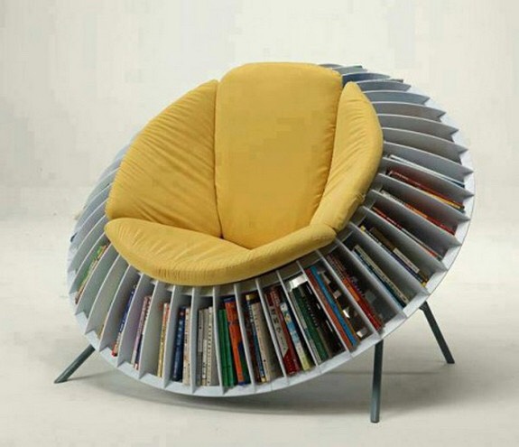 chair with a built-in bookshelf!