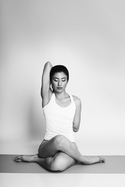 Cow face pose
Hold this posture for as long as you like, at least 8–10 breaths, then switch legs (and arms) and repeat.