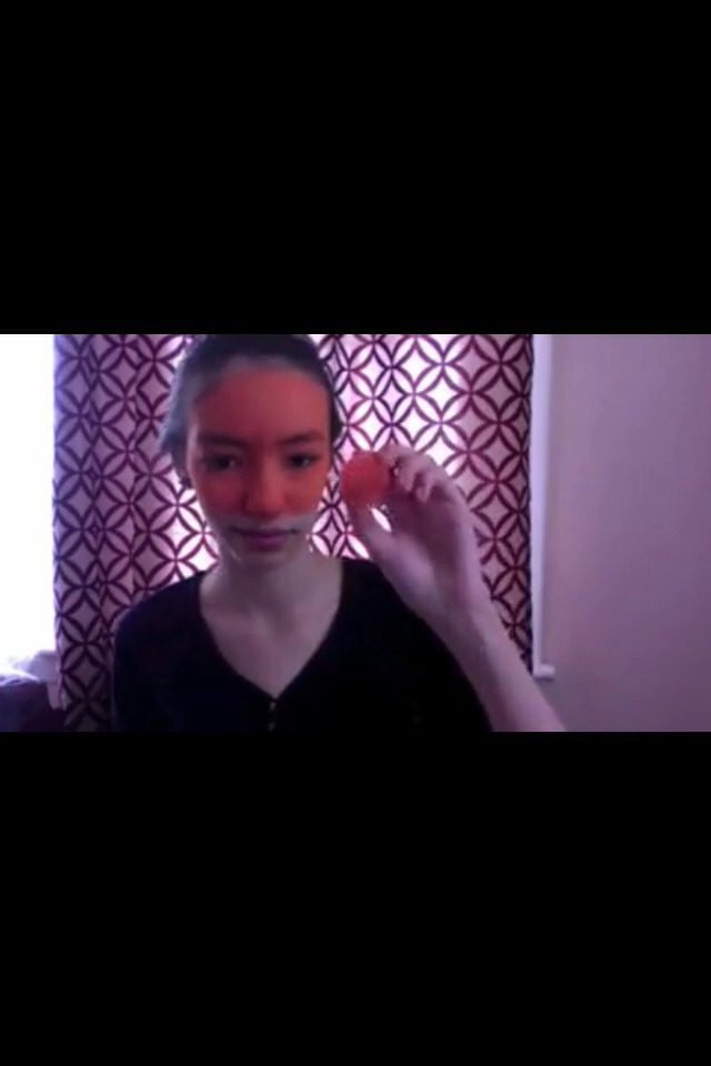Paint your face orange from the middle of between your top lip and your nose