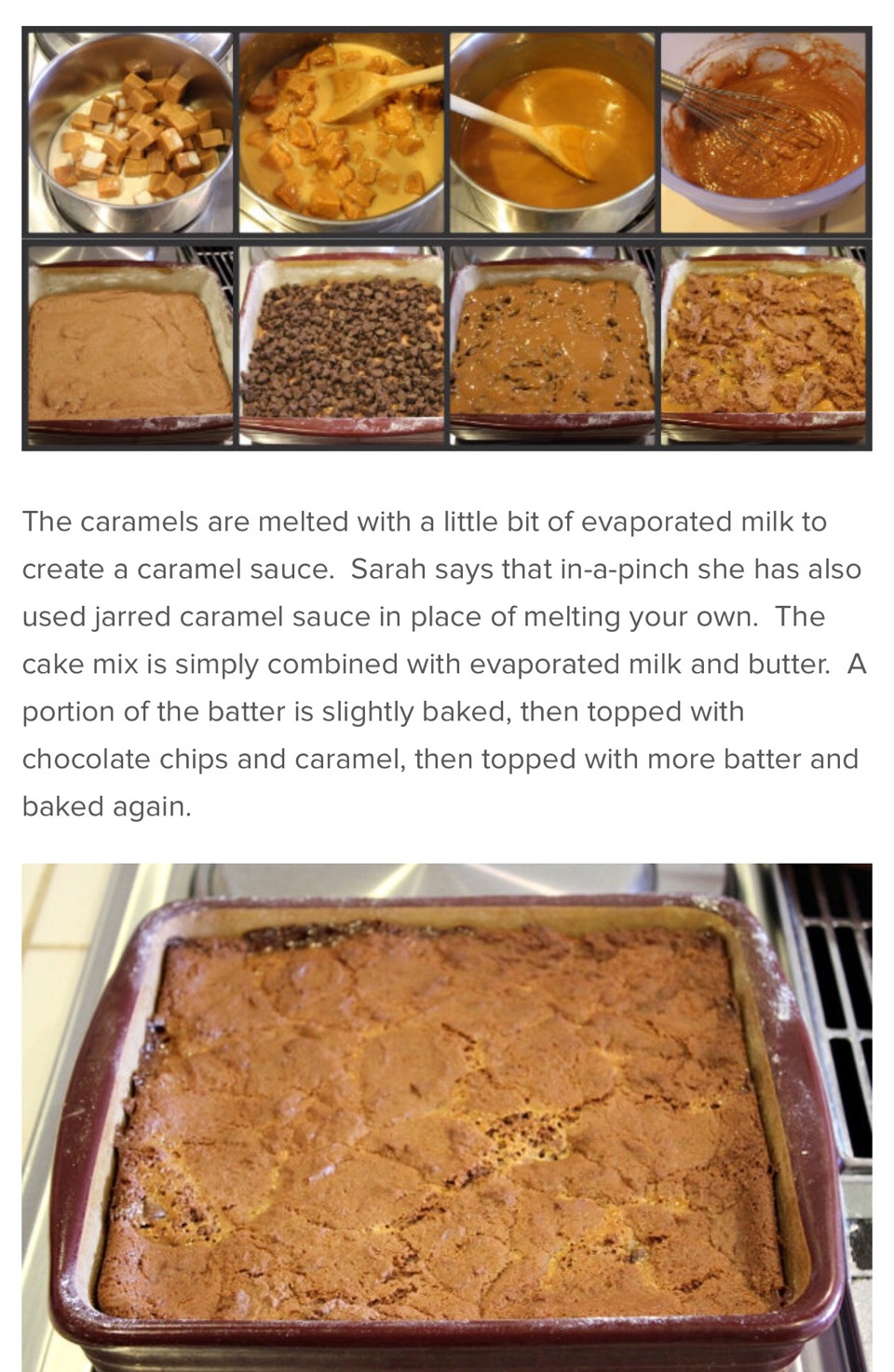 Caramel Filled Basement Brownies. 