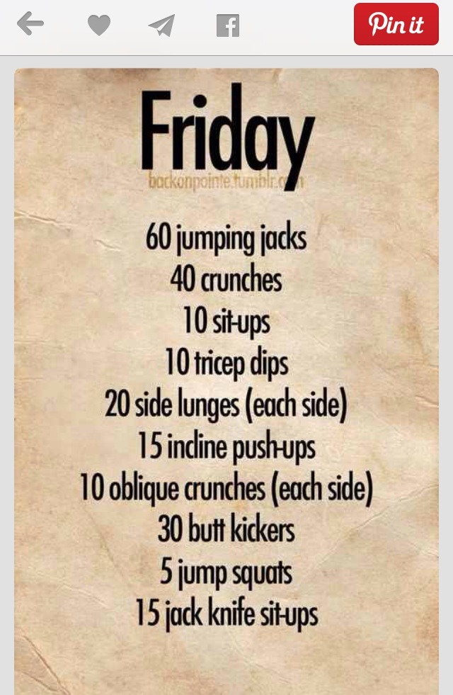 A Workout For Each Day Of The Week...