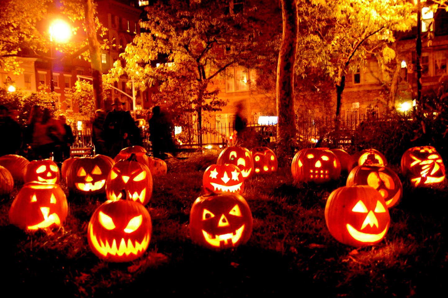 Carving pumpkins.