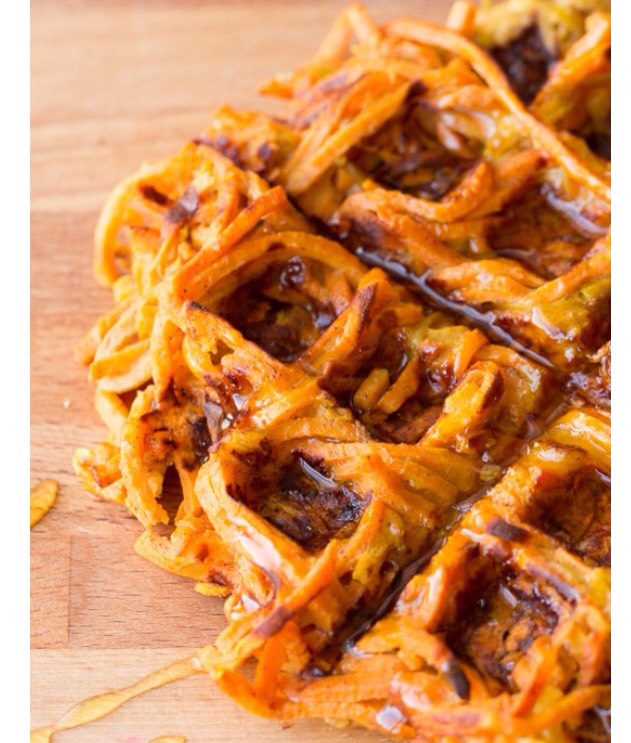 Cinnamon Sweet Potato Apple Waffles