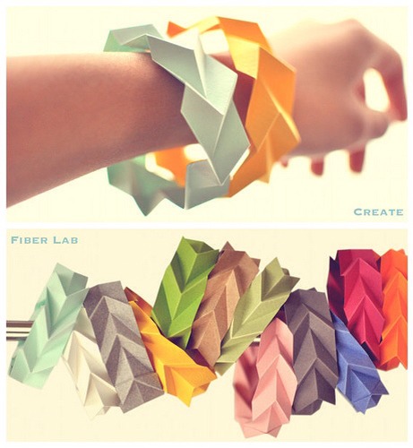 Sculptural Paper Folded Bracelets

Full instructions in file here:
https://www.dropbox.com/s/vux6o50p5g1mffw/FiberLabBracelet.pdf