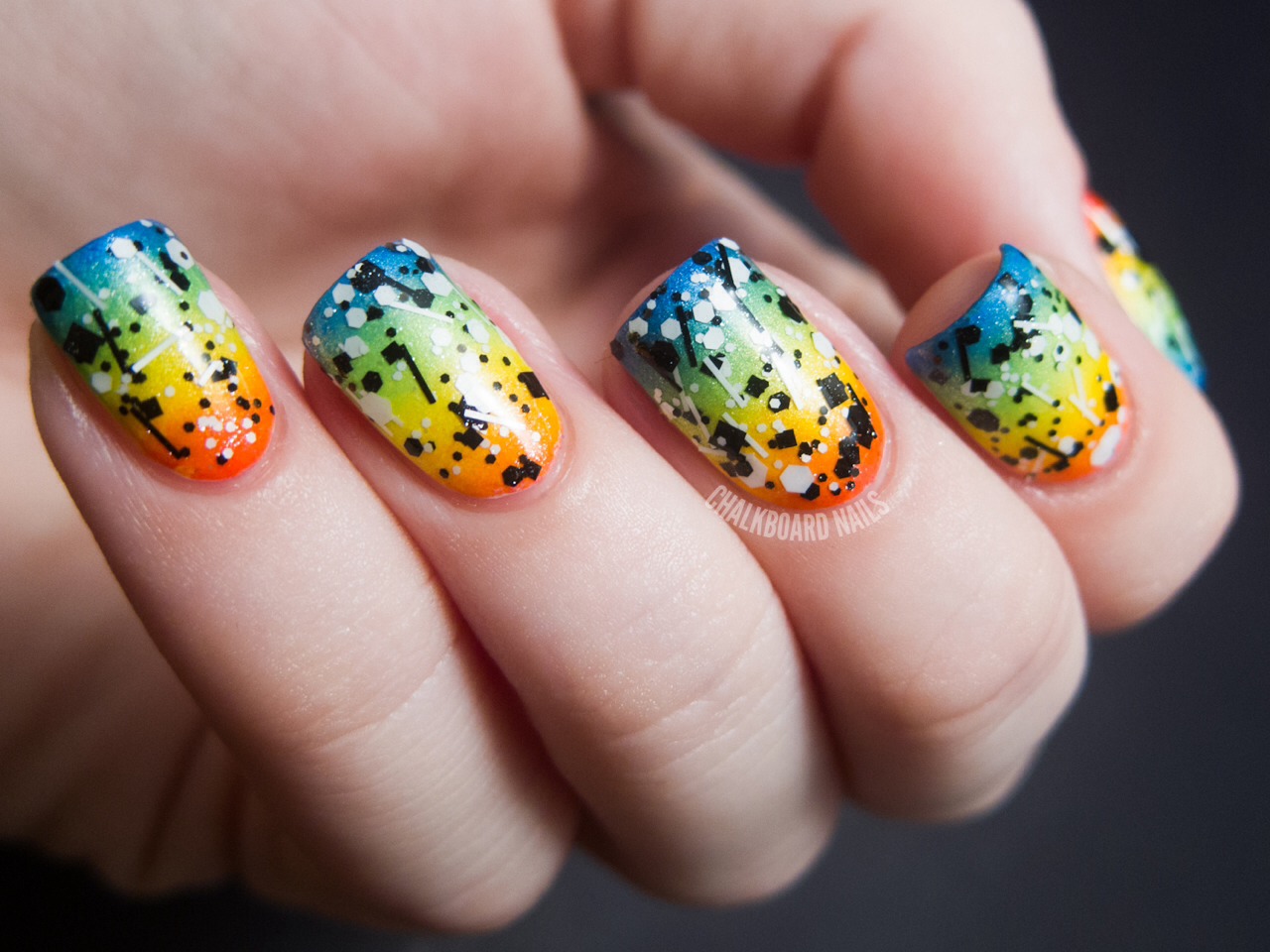 Rainbow ombré nails - easily created with a makeup sponge!