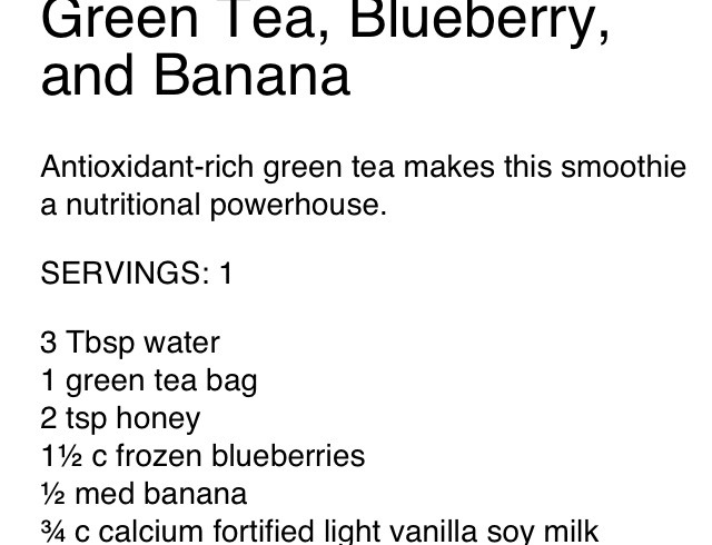 Antioxidant Rich Green Tea Blueberry & Banana Smoothie