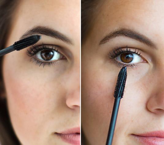 6. Hold the brush at a horizontal angle if you want thick lashes, or turn it vertically for a more natural finish.