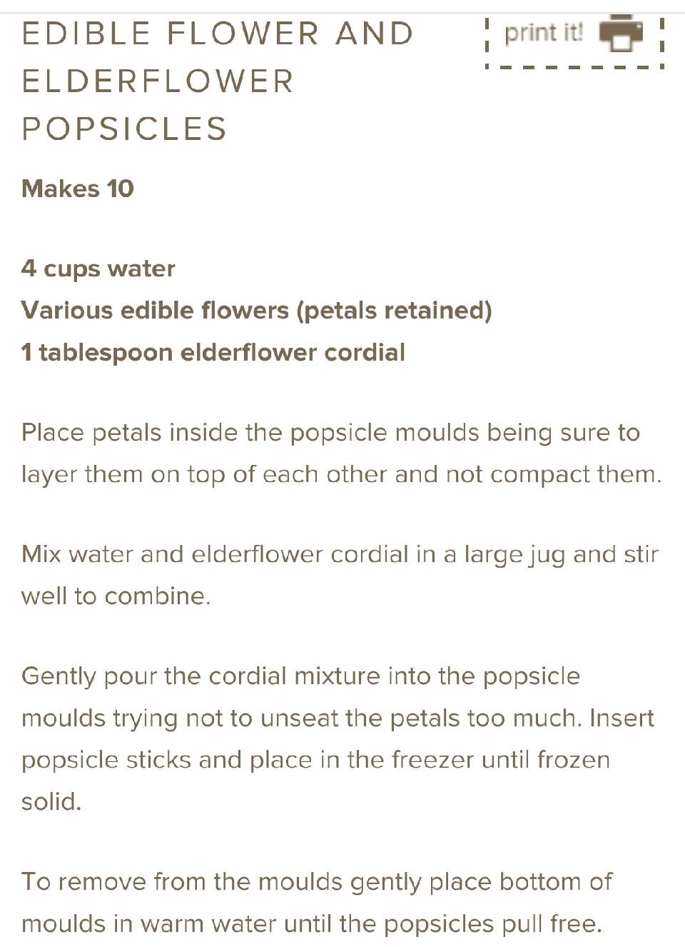 Edible Flower And Elder- flower Popsicles! 