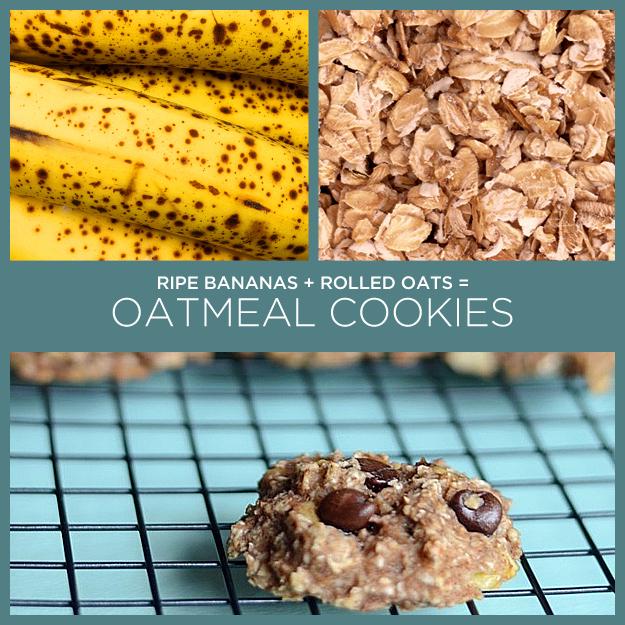 28. Ripe Bananas + Rolled Oats = Oatmeal Cookies
