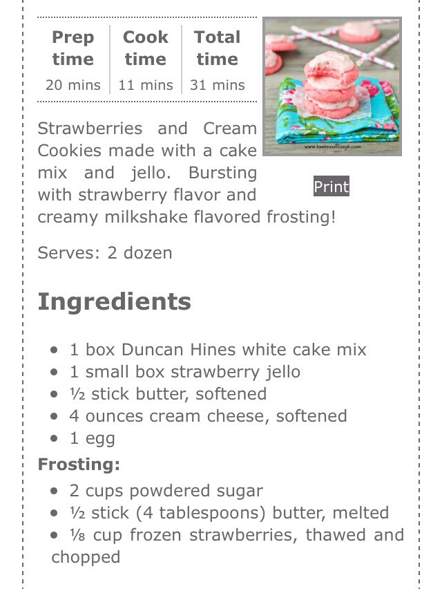 Strawberry And Cream Cookies