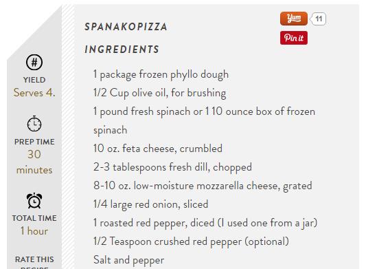The rest of this detailed recipe at http://www.macheesmo.com/spanakopizza/ 
